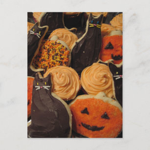 Halloween Cookies Cats and Pumpkins Briefkaart