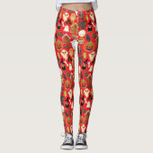 Halloween Cookies Pattern Collectie B Rood BG Leggings (Voorkant)