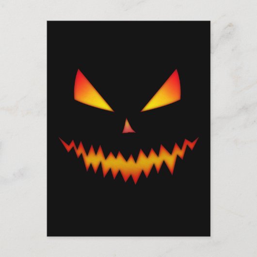 Halloween Cool eng Jack O'Lantern gezicht op zwart Briefkaart (Voorkant)