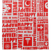 Halloween Cool Spooky Whimsical Typography Rood Douchegordijn (Voorkant)