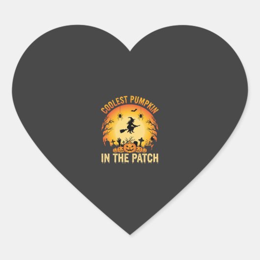 Halloween Coolste Pompoen in de Patch Heks Ontwerp Hart Sticker (Voorkant)