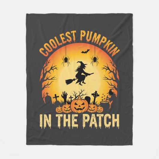 Halloween Coolste Pompoen in de Patch Heksontwerp Fleece Deken (Voorkant)