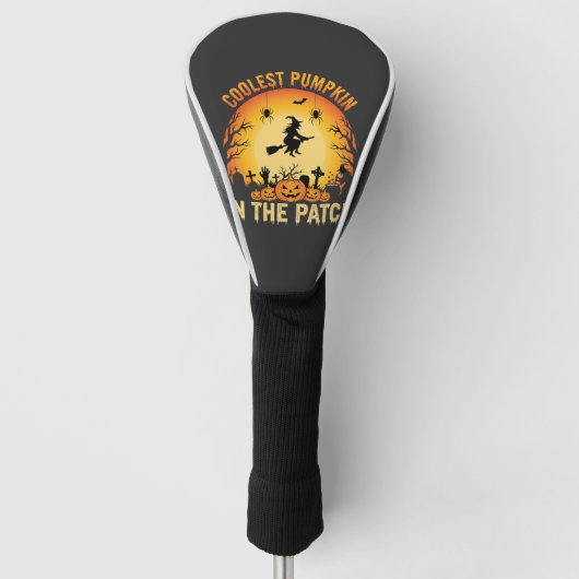 Halloween Coolste Pompoen in de Patch Heksontwerp Golfheadcover (Voorkant)
