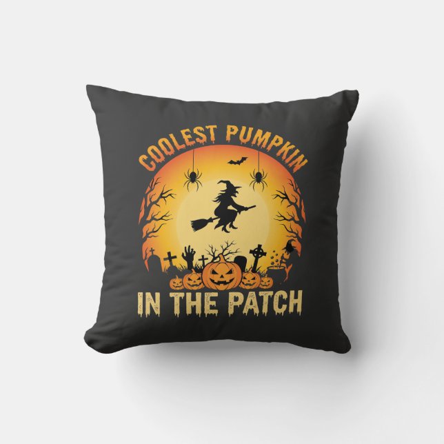 Halloween Coolste Pompoen in de Patch Heksontwerp Kussen (Voorkant)