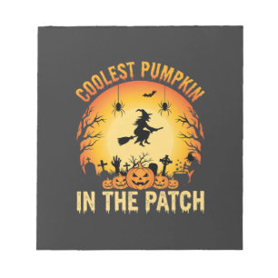 Halloween Coolste Pompoen in de Patch Heksontwerp Notitieblok