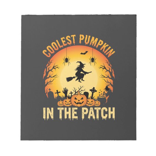 Halloween Coolste Pompoen in de Patch Heksontwerp Notitieblok (Voorkant)