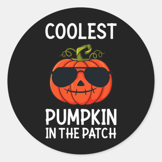 Halloween Coolste Pompoen In De Patch Leuke Jongen Ronde Sticker (Voorkant)