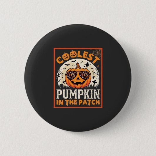 Halloween Coolste Pompoen in de Patch Zonnebril  Ronde Button 5,7 Cm (Voorkant)