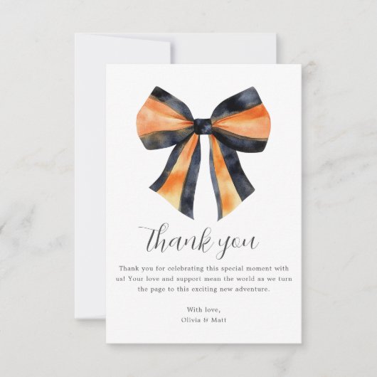 Halloween Coquette Bow Baby shower Bedankt Card (Voorkant)