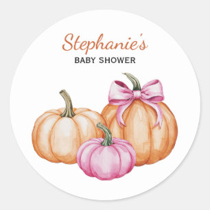 Halloween Coquette Bow Pumpkin Spooky Baby shower Ronde Sticker