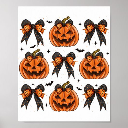 Halloween Coquette Bow Pumpkin Spooky Vrouwen Meis Poster (Voorkant)