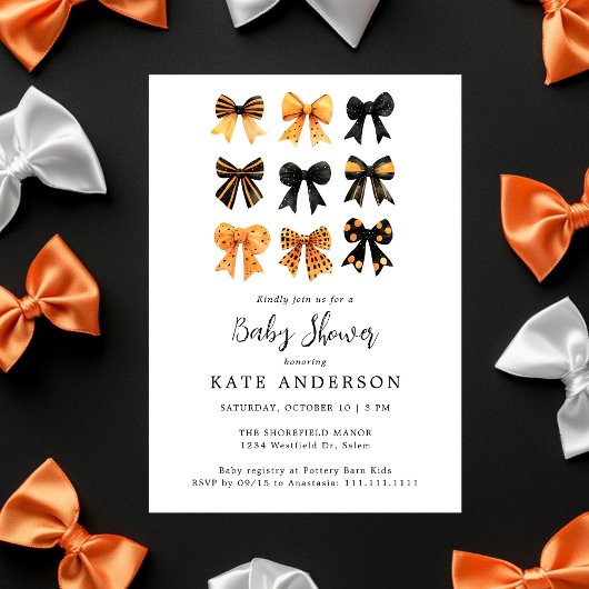 Halloween Coquette Bows Schattige Baby shower Kaart