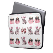 Halloween Coquette Bulldog Bow pompoen Laptop Sleeve (Voorkant Links)
