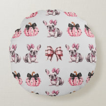 Halloween Coquette Bulldog Bow pompoen roze