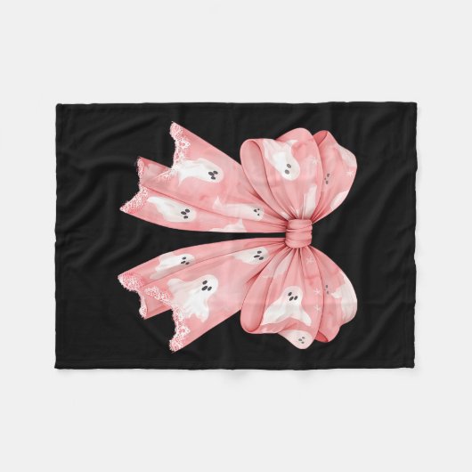 Halloween Coquette Ghost Bow Schattige Girly Soft  Fleece Deken (Voorkant (Horizontaal))