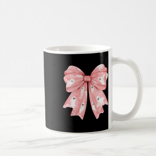 Halloween Coquette Ghost Bow Schattige Girly Soft Koffiemok (Rechts)