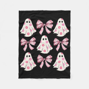 Halloween Coquette Pink Bow Ghost Fleece Deken
