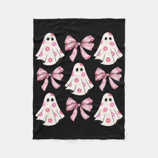 Halloween Coquette Pink Bow Ghost Fleece Deken (Voorkant)