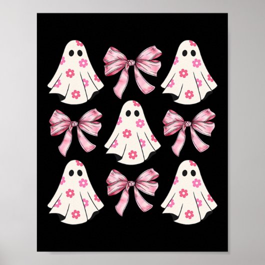 Halloween Coquette Pink Bow Ghost Poster (Voorkant)