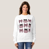 Halloween Coquette Pompoenen en bogen roze Trui (Voorkant volledig)