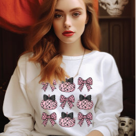 Halloween Coquette Pompoenen en bogen roze Trui