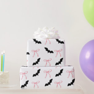 Halloween Coquette roze boog en vleermuis Cadeaupapier