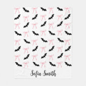 Halloween Coquette roze strik en zwarte vleermuize Fleece Deken (Voorkant)