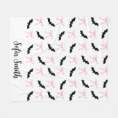 Halloween Coquette roze strik en zwarte vleermuize Fleece Deken (Voorkant (Horizontaal))