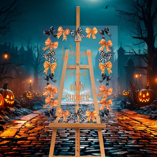 Halloween Coquette Zwart | Oranje bogen Baby showe Acryl Bord