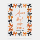 Halloween Coquette Zwart | Oranje bogen Baby showe Acryl Bord (Voorkant)