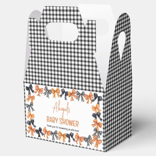 Halloween Coquette Zwart | Oranje bogen Baby showe Bedankdoosjes (Geopend)