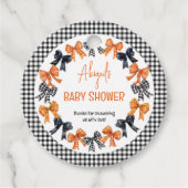 Halloween Coquette Zwart | Oranje bogen Baby showe Bedankjes Labels (Voorkant)