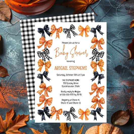 Halloween Coquette Zwart | Oranje bogen Baby showe Kaart