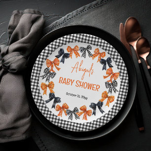 Halloween Coquette Zwart   Oranje bogen Baby showe Papieren Bordje