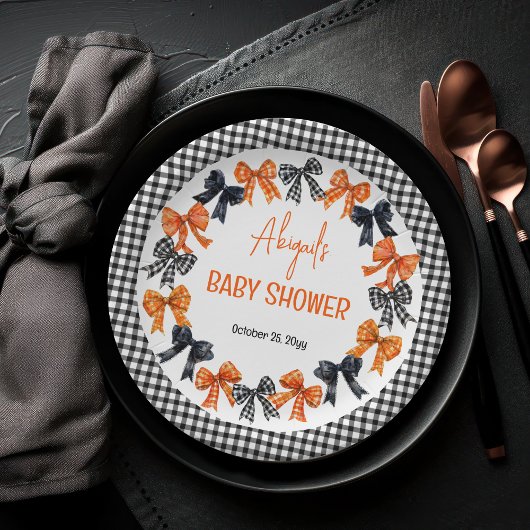 Halloween Coquette Zwart | Oranje bogen Baby showe Papieren Bordje
