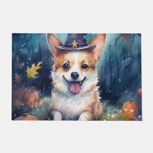 Halloween Corgi met pompoenen eng Deurmat (Voorkant)