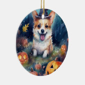 Halloween Corgi met pompoenen eng Keramisch Ornament (Rechts)