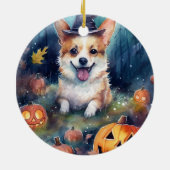Halloween Corgi met pompoenen eng Keramisch Ornament (Achterkant)