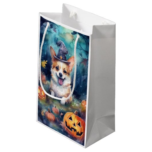 Halloween Corgi met pompoenen eng Klein Cadeauzakje (Achterkant Gekanteld)