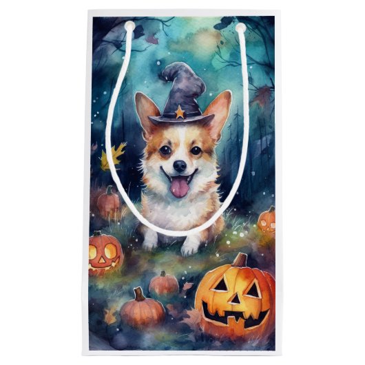 Halloween Corgi met pompoenen eng Klein Cadeauzakje (Voorkant)