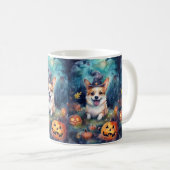 Halloween Corgi met pompoenen eng Koffiemok (Voorkant rechts)