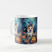 Halloween Corgi met pompoenen eng Koffiemok (Voorkant links)
