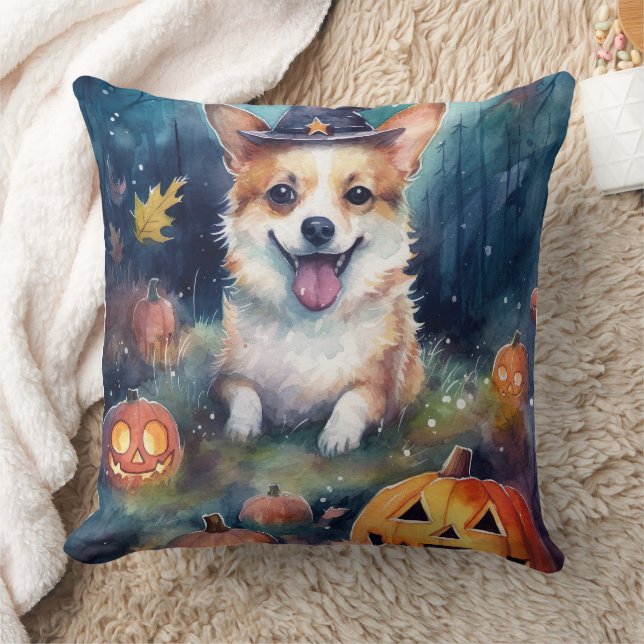 Halloween Corgi met pompoenen eng Kussen (Deken)