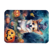 Halloween Corgi met pompoenen eng Magneet (Horizontaal)