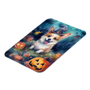 Halloween Corgi met pompoenen eng Magneet