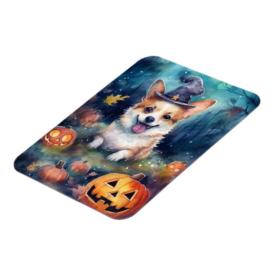 Halloween Corgi met pompoenen eng Magneet (Linkerzijde)