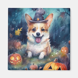 Halloween Corgi met pompoenen eng Magneet