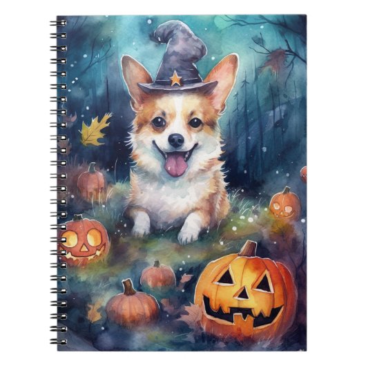 Halloween Corgi met pompoenen eng Notitieboek (Voorkant)