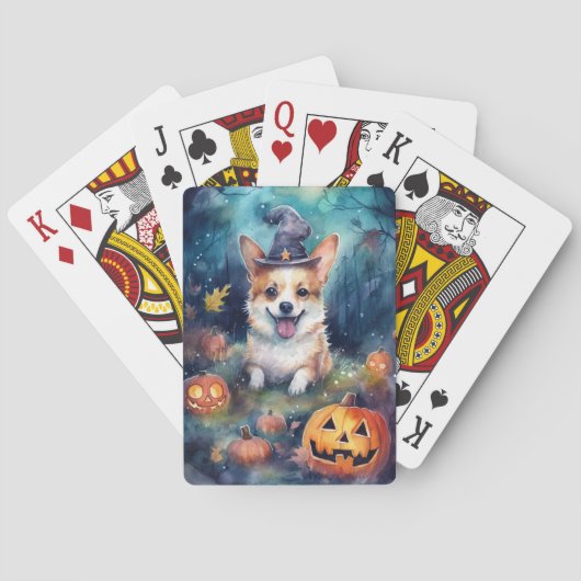 Halloween Corgi met pompoenen eng Pokerkaarten (Achterkant)