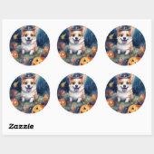 Halloween Corgi met pompoenen eng Ronde Sticker (Vel)